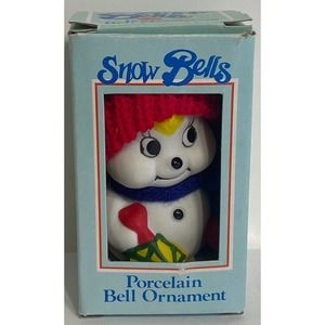 Holiday Vintage Snow Bells Porcelain Bell Ornament